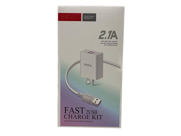 &u+ CARGADOR CELULAR TIPO V8 2.1A 2 USB DESMONTABLE T-C02 V